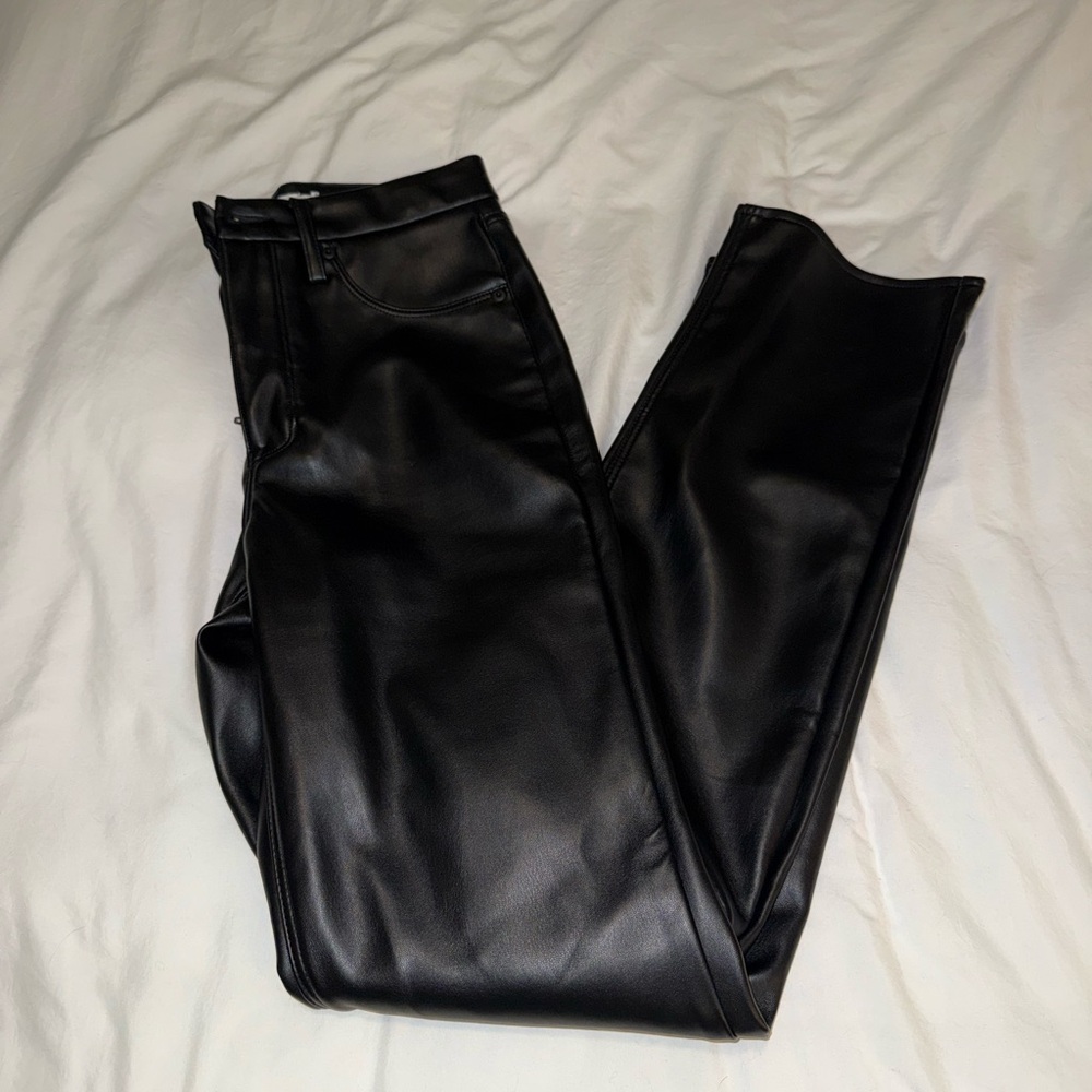 GOOD AMERICAN Black Faux Leather Pants